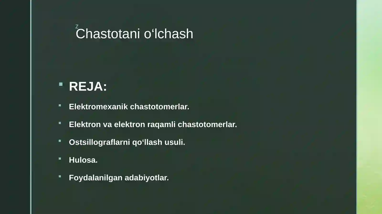 CHASTOTANI O‘LCHASH 2