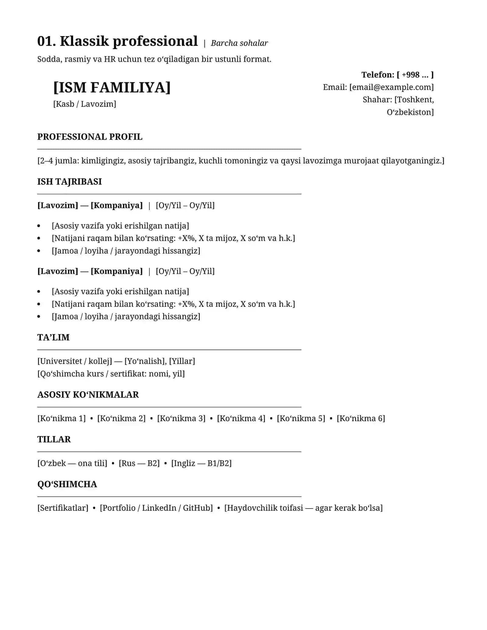 CV / RESUME 2