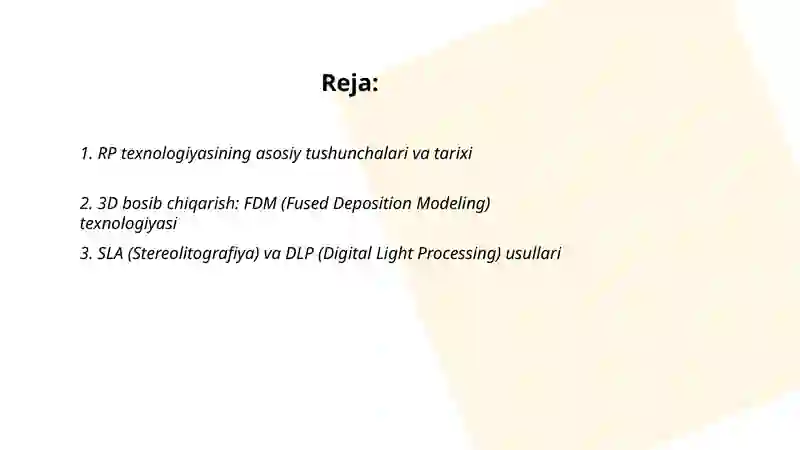 RP (Rapid Prototyping, tezkor prototiplash) 2