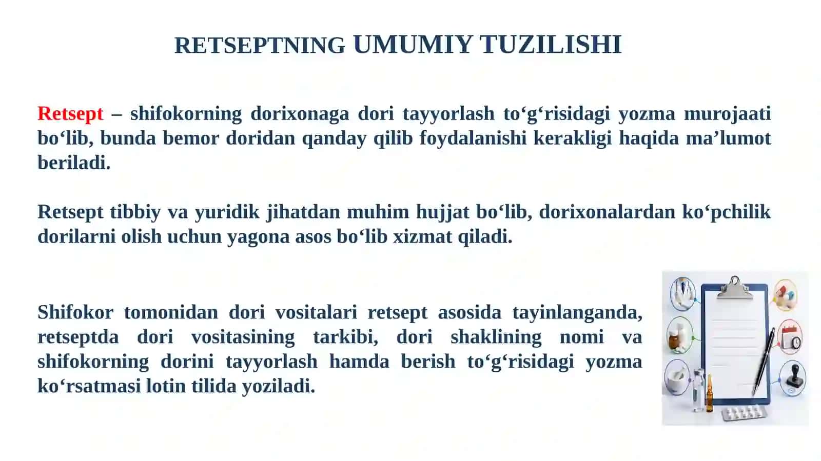 Retsept va uning tuzilishi 2