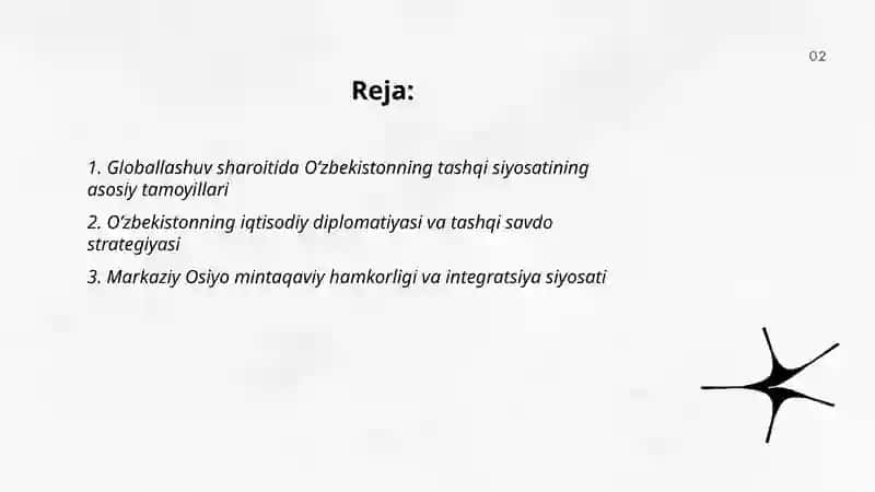 O’zbekistonning tashqi siyosati 2