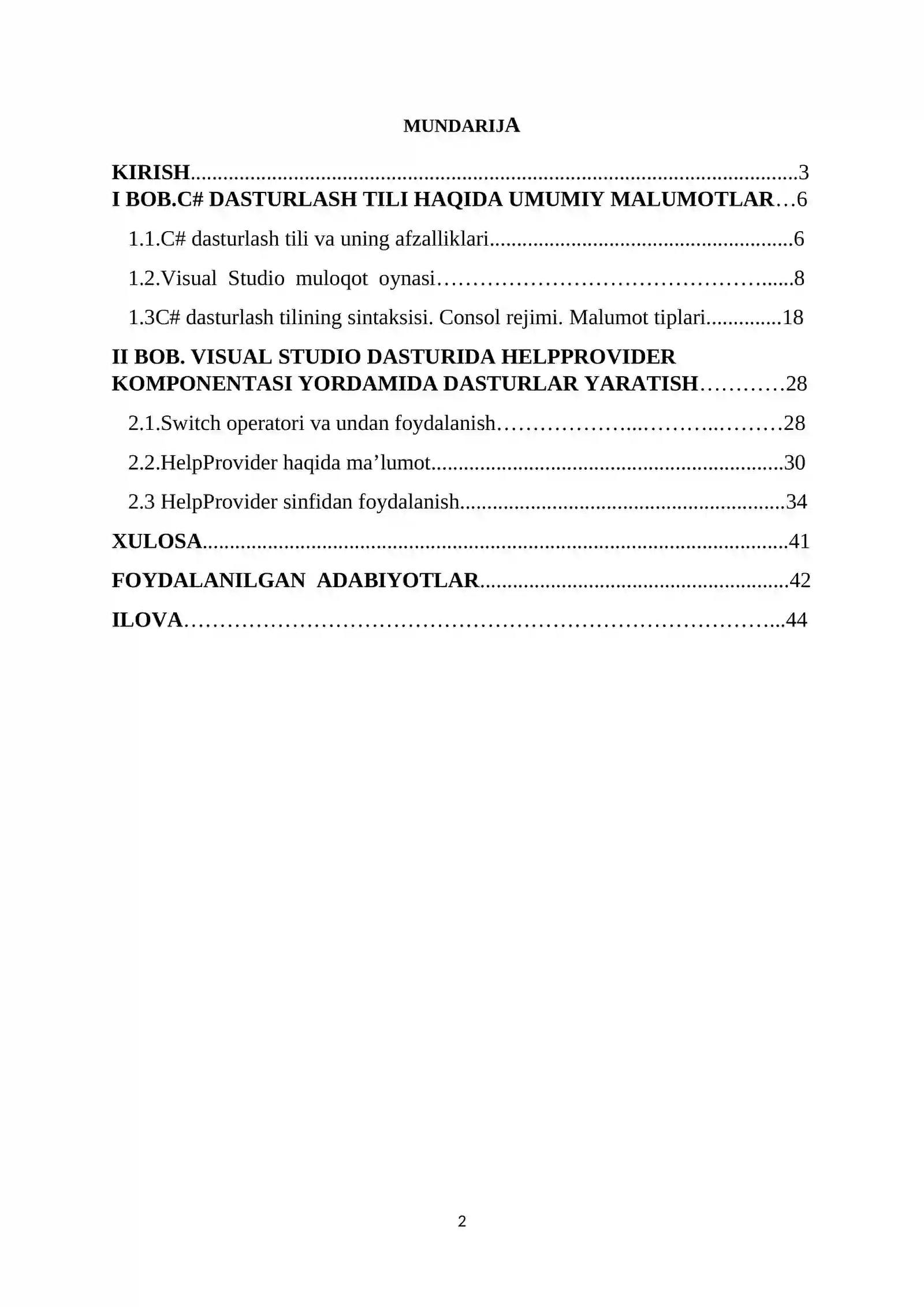 “C# dasturlash tilida HelpProvider komponentasi yordamida dasturlar yaratish” 2