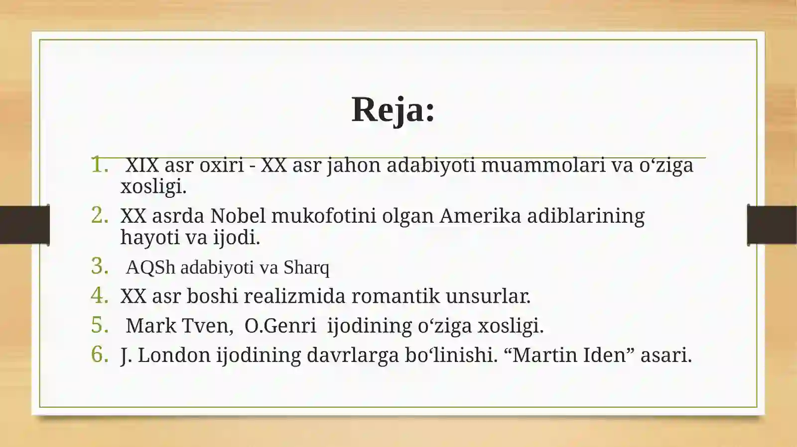 XX ASR BOSHIDA AMERIKA ADABIYOTI 2