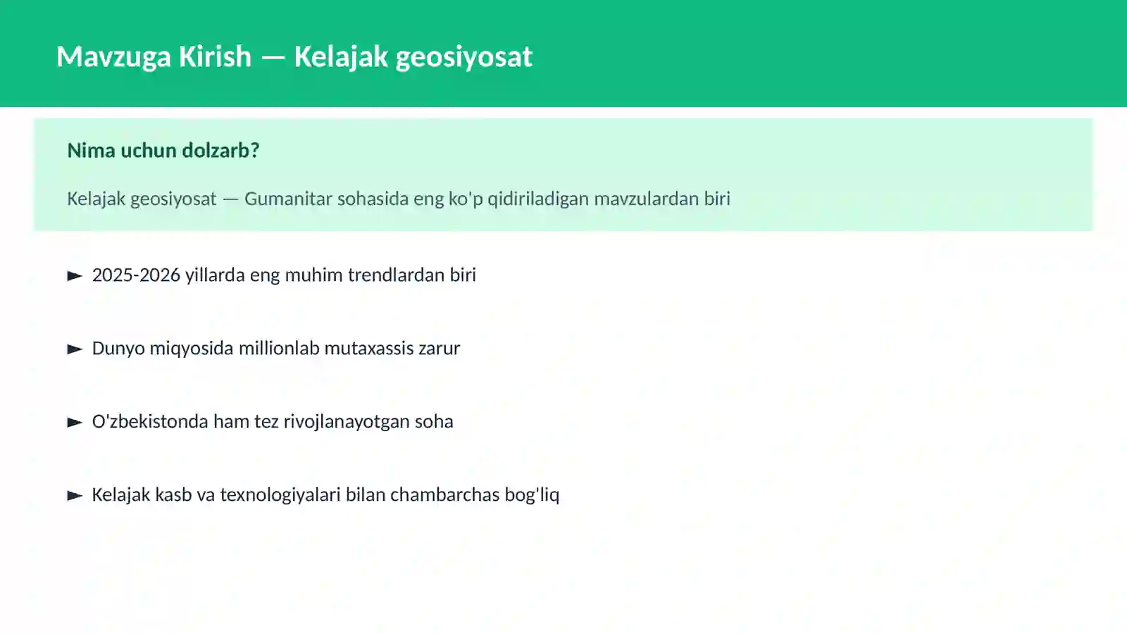 Kelajak geosiyosat 2