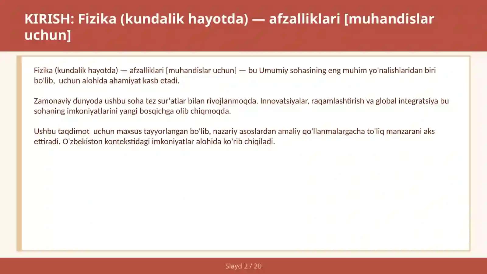 Fizika (kundalik hayotda) — afzalliklari [muhandislar uchun] 2