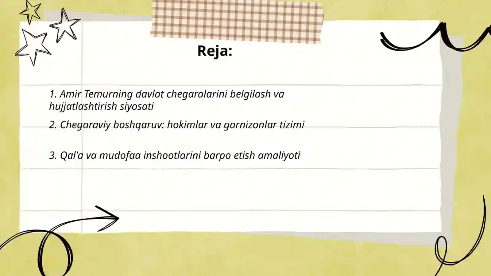 Amir Temur davlat chegaralarini mustahkamlash 2