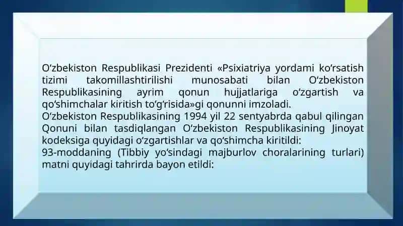 TIBBIY YO'SINDAGI MAJBURLOV CHORALARINI QO'LLASH 2