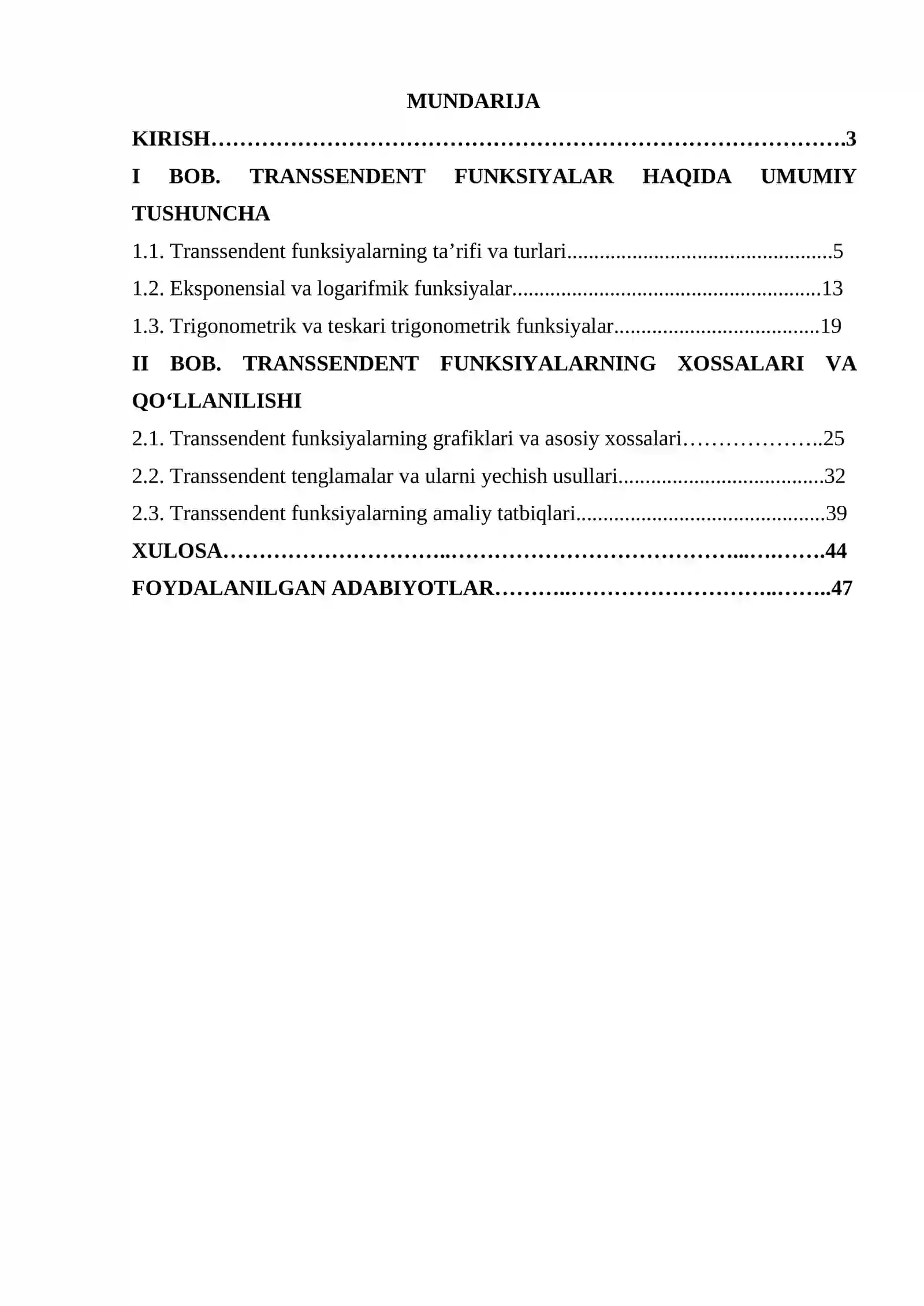 Transsendent funksiyalar 2