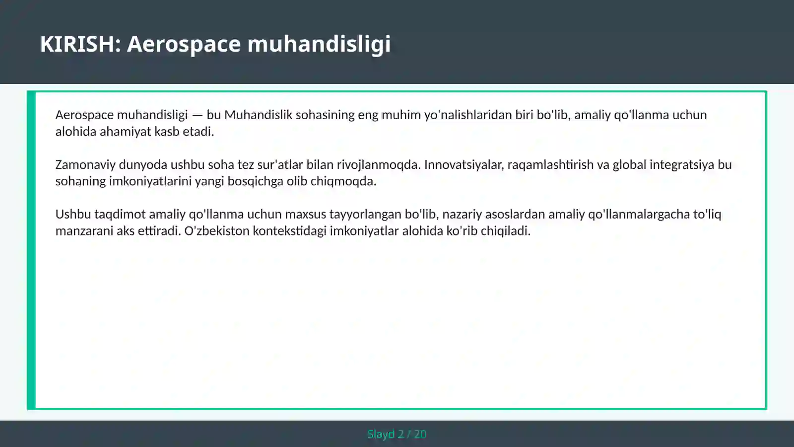 Aerospace muhandisligi 2