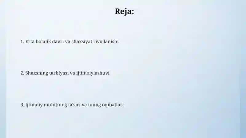 Shaxsning rivojlanishi tarbiyasi va ijtimoiylashuvi 2