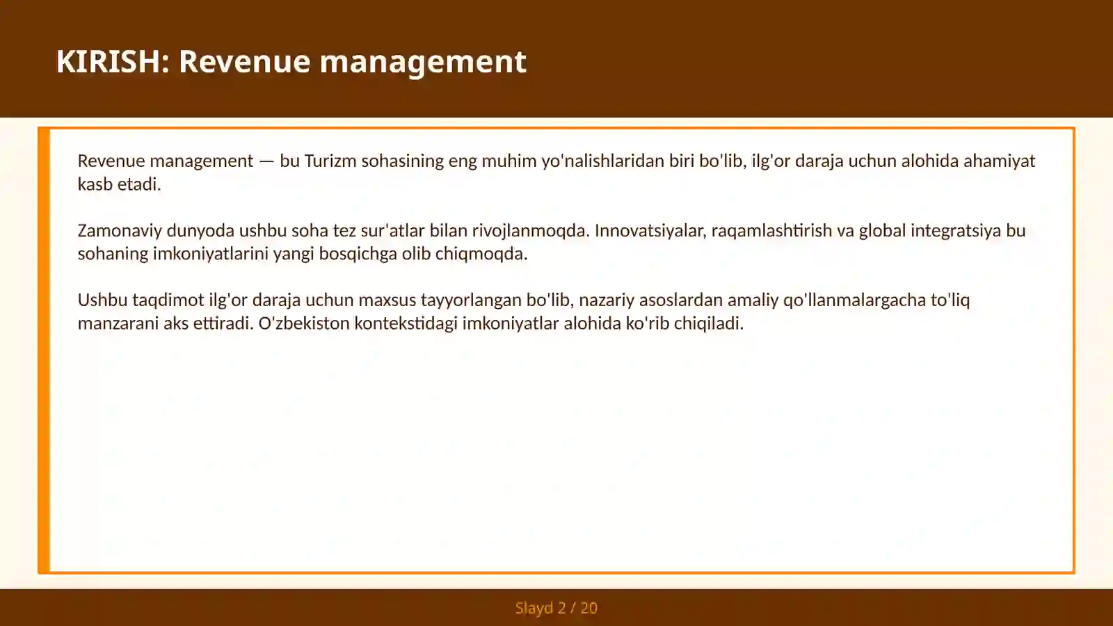 Revenue Management 2