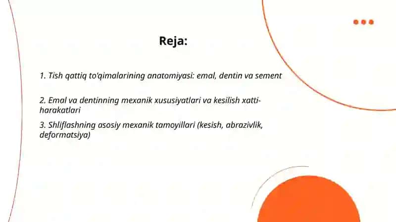 Tish qattiq toqimasini charxlash tamoyillari 2
