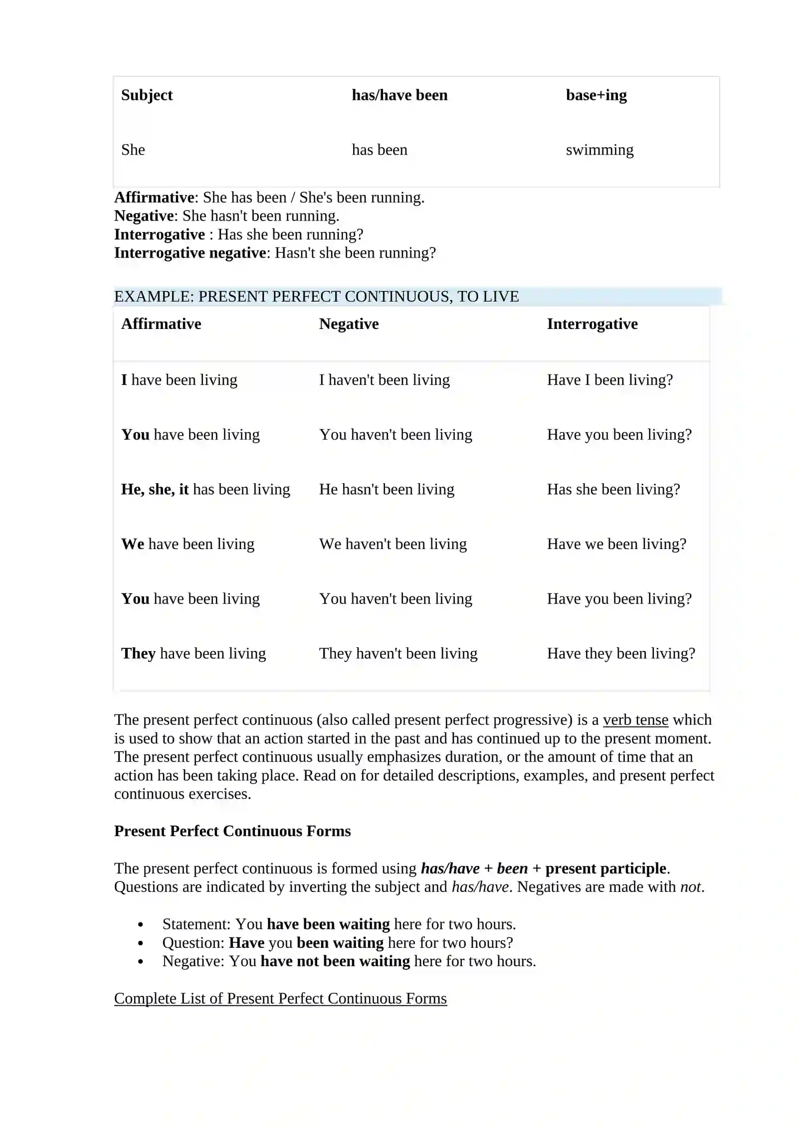 PRESENT PERFECT CONTINUOUS TENSE 2