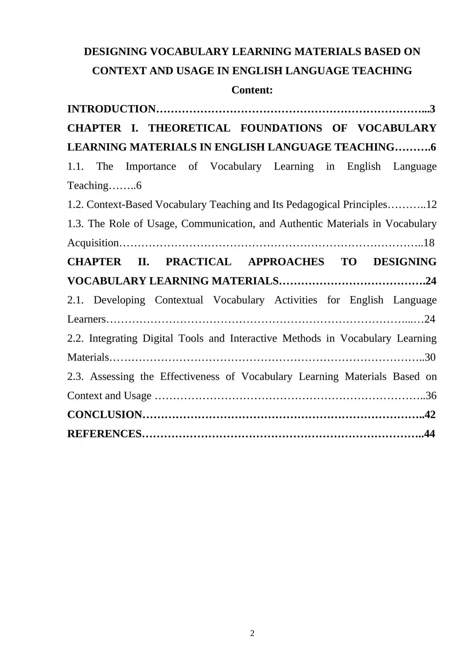VOCABULARY LEARNING MATERIALS 2