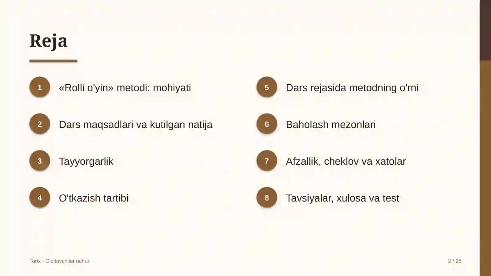 tarix darslarida rolli o'yin metodidan foydalanish 6201 2