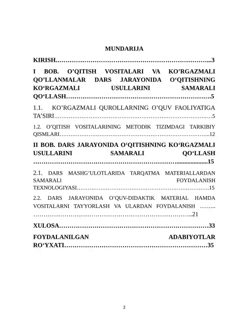 O’QISH DARSLARIDA KO’RGAZMALI VOSITALARDAN FOYDALANISH 2