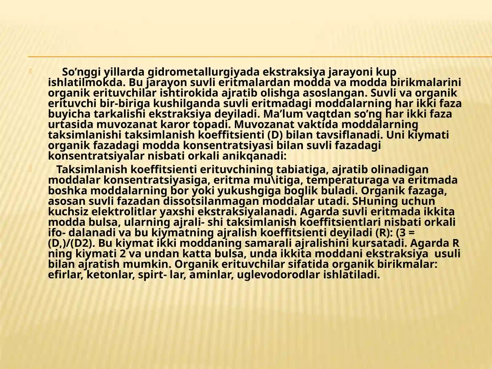 Ekstraksiya jarayoni 2