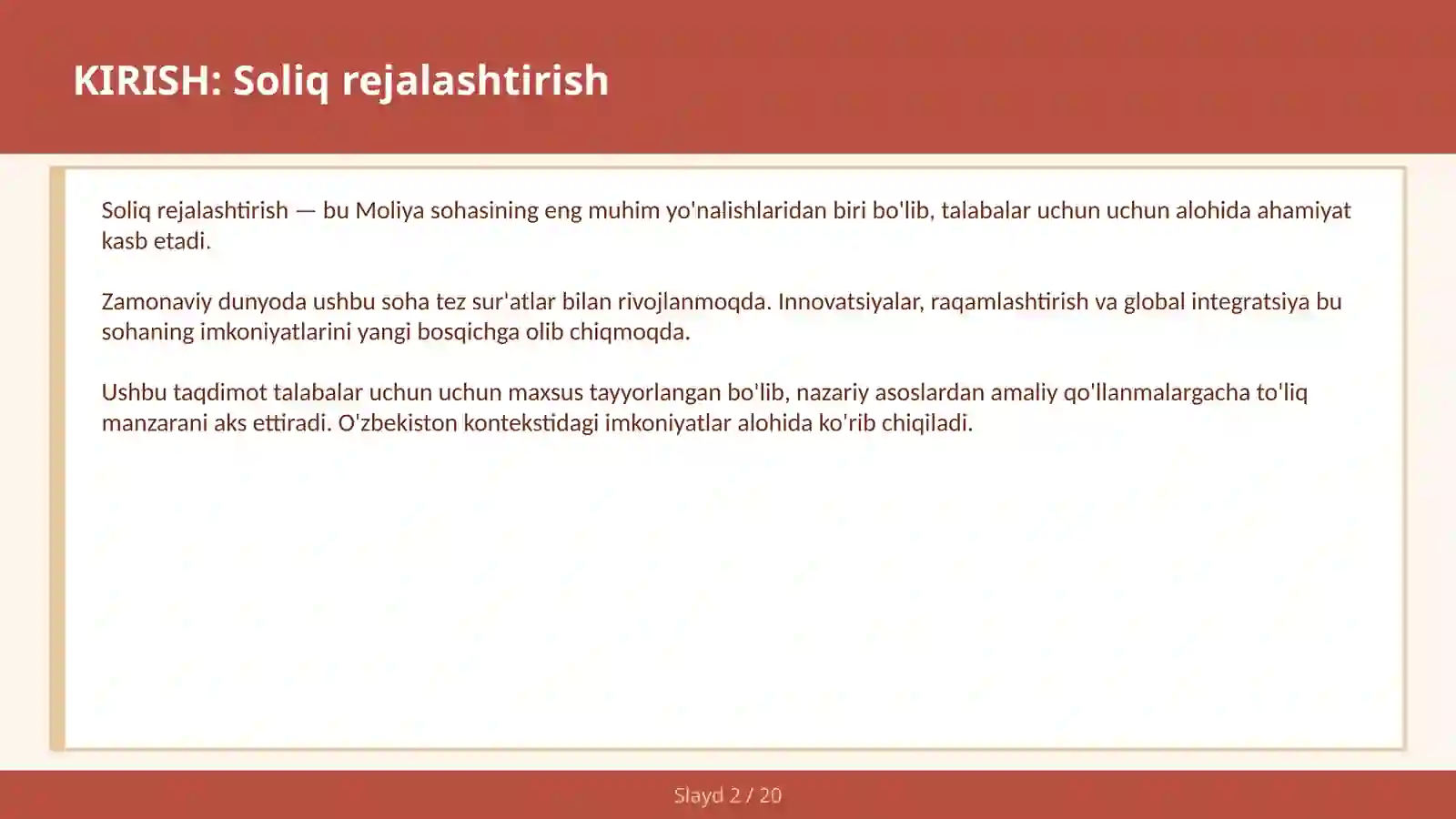 SOLIQ REJALASHTIRISH 2