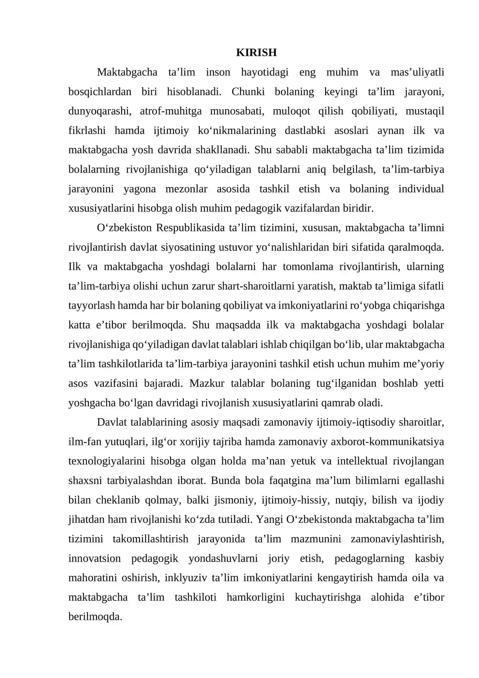 Oʻzbekiston Respublikasining  maktabgacha ta’lim vazirligi tamonidan ishlab chiqarilgan dasturi 2