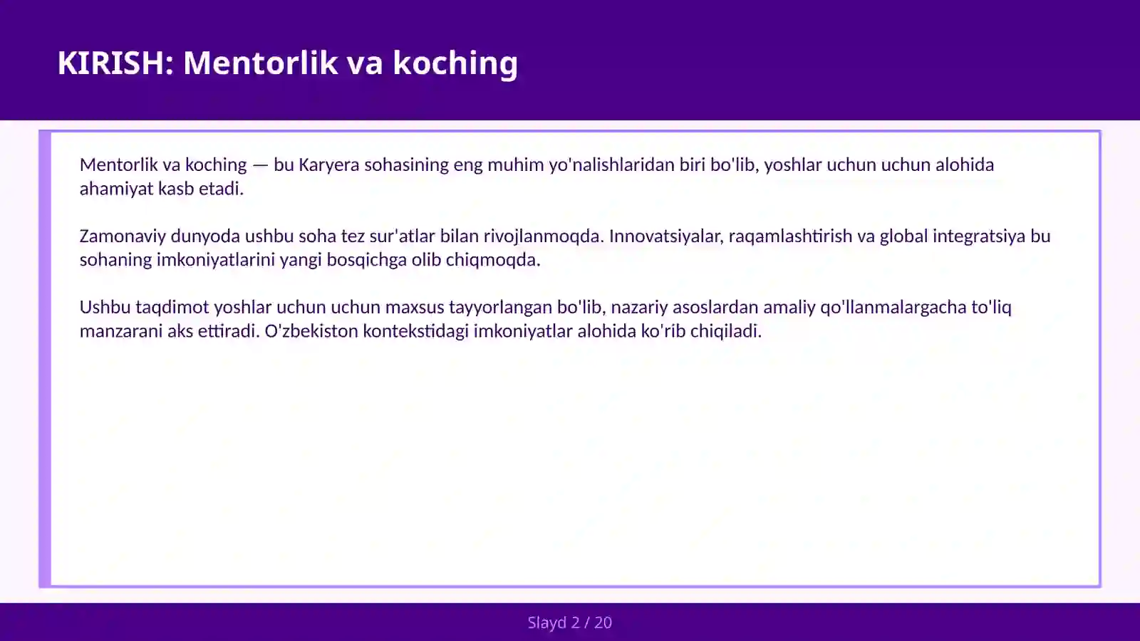 Mentorlik va koching 2
