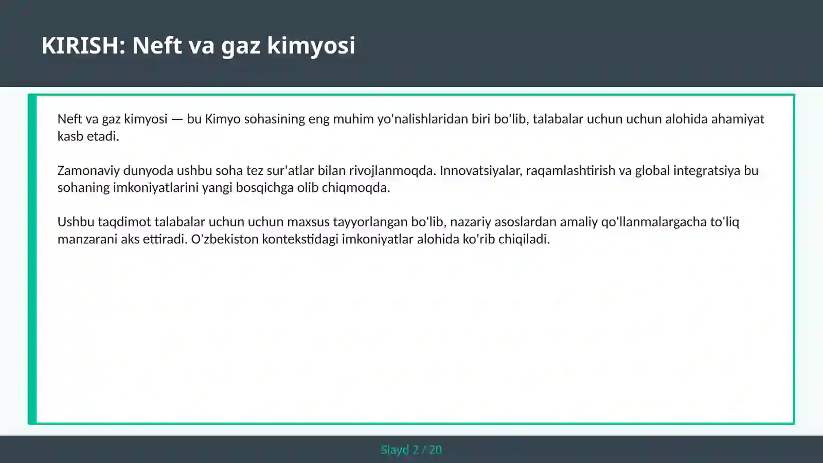 NEFT VA GAZ KIMYOSI 2
