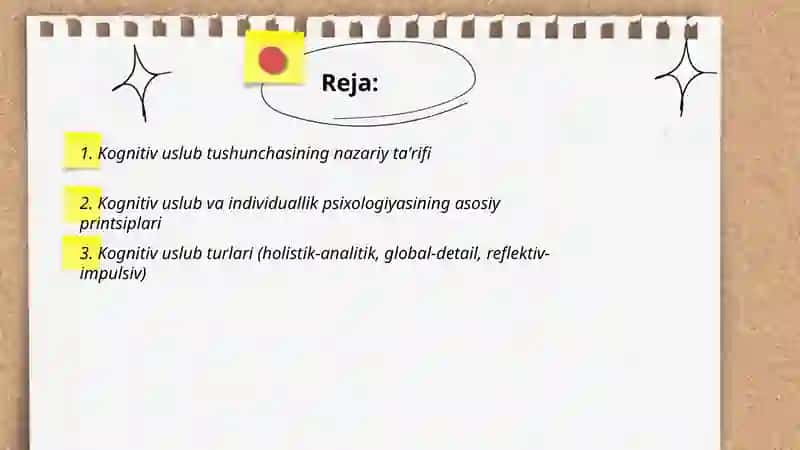 Individuallik psixologiyada kognitiv uslub tushunchasi 2