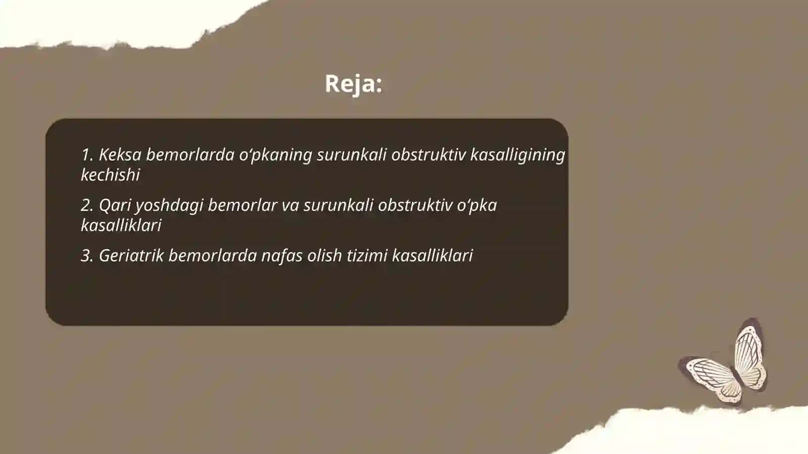 Keksa va qari yoshdagi bemorlarda oʻpkaning surunkali obstruktiv kasalliklarining oʻziga xos kechishi va geriatrik bemorlarni parvarishlashda hamshiralik jarayoni 2