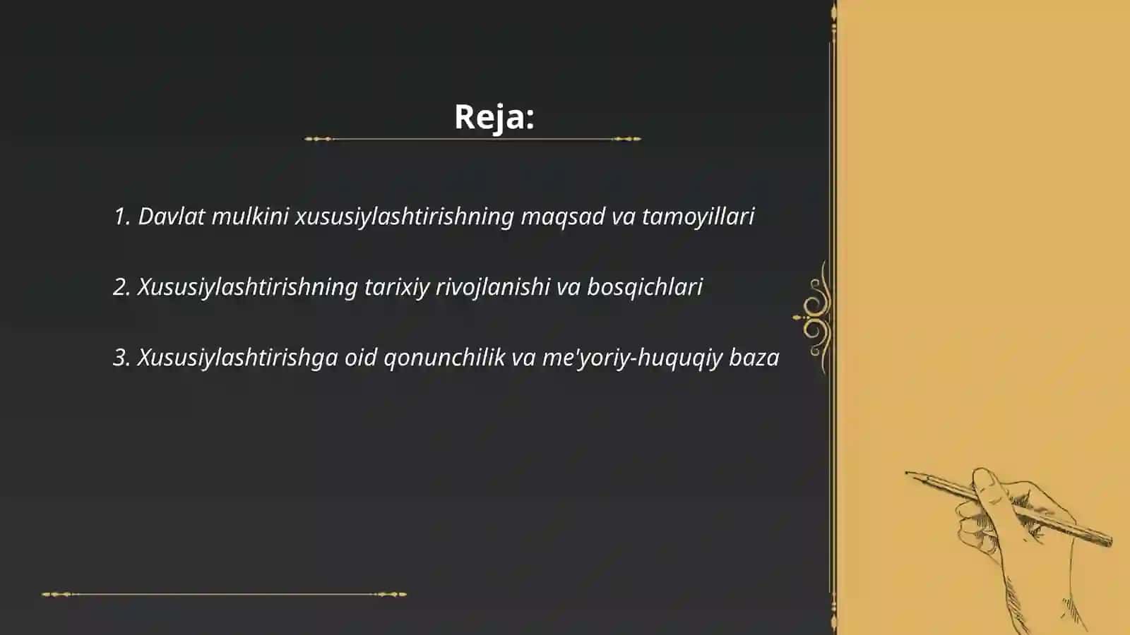 Davlatning mulkini xususiylashtirish va boshqarish siyosati 2