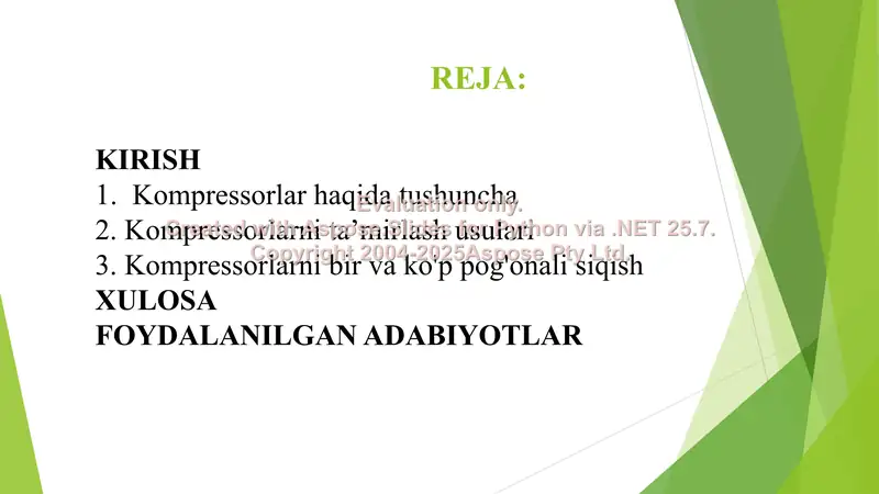 Kompressorlar. Bir va ko'p pog'onali siqish 2