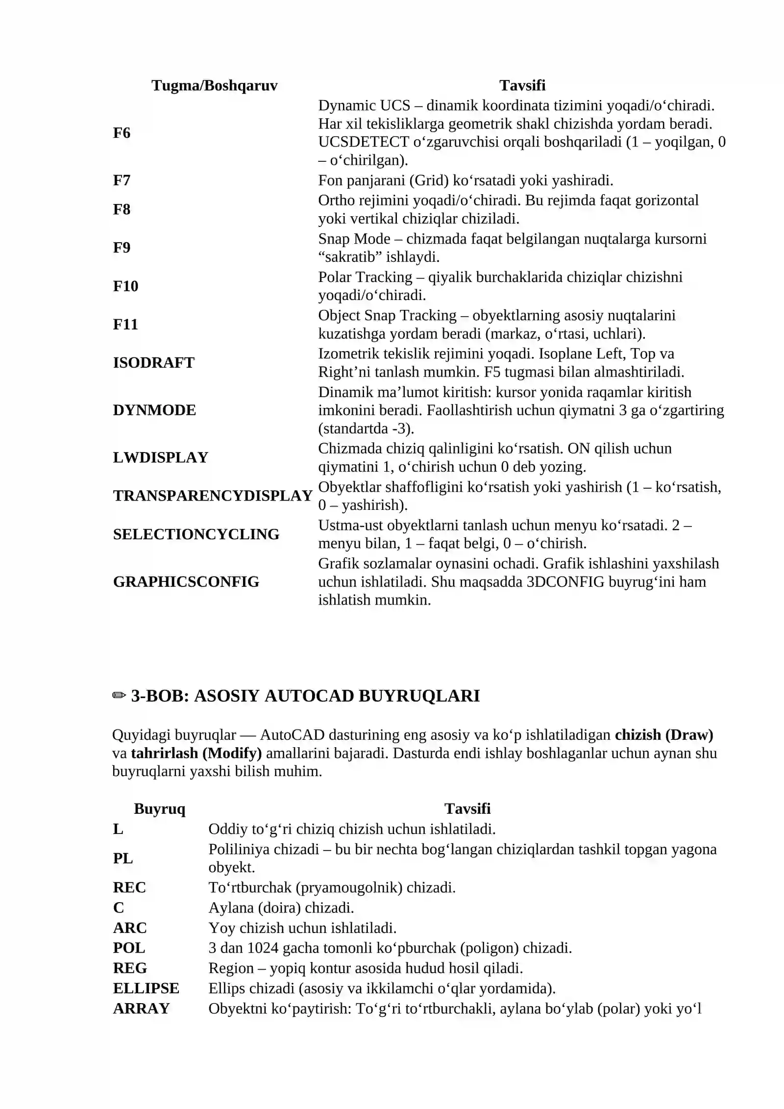 AutoCAD buyruqlari 2