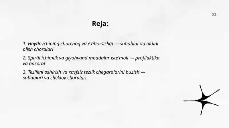 Avtomobil transporti avariyalariga olib keluvchi sabablar va muhofaza tadbirlari 2