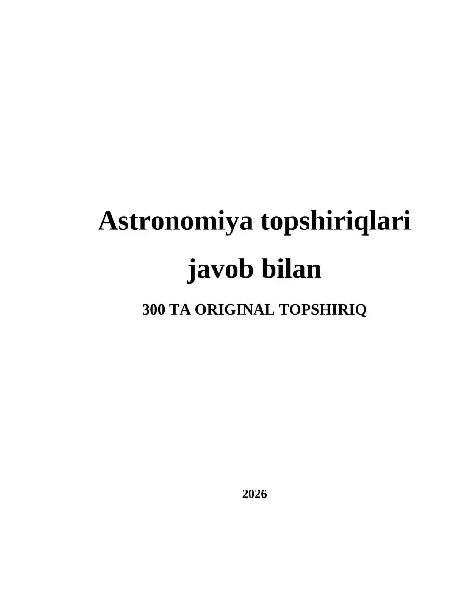 Astronomiya topshiriqlari javob bilan 2