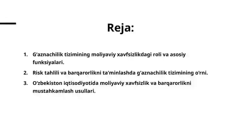 Gʻaznachilik tizimining moliyaviy xavfsizlikning ta’minlashdagi roʻli risk tahlili va barqarorlik 2