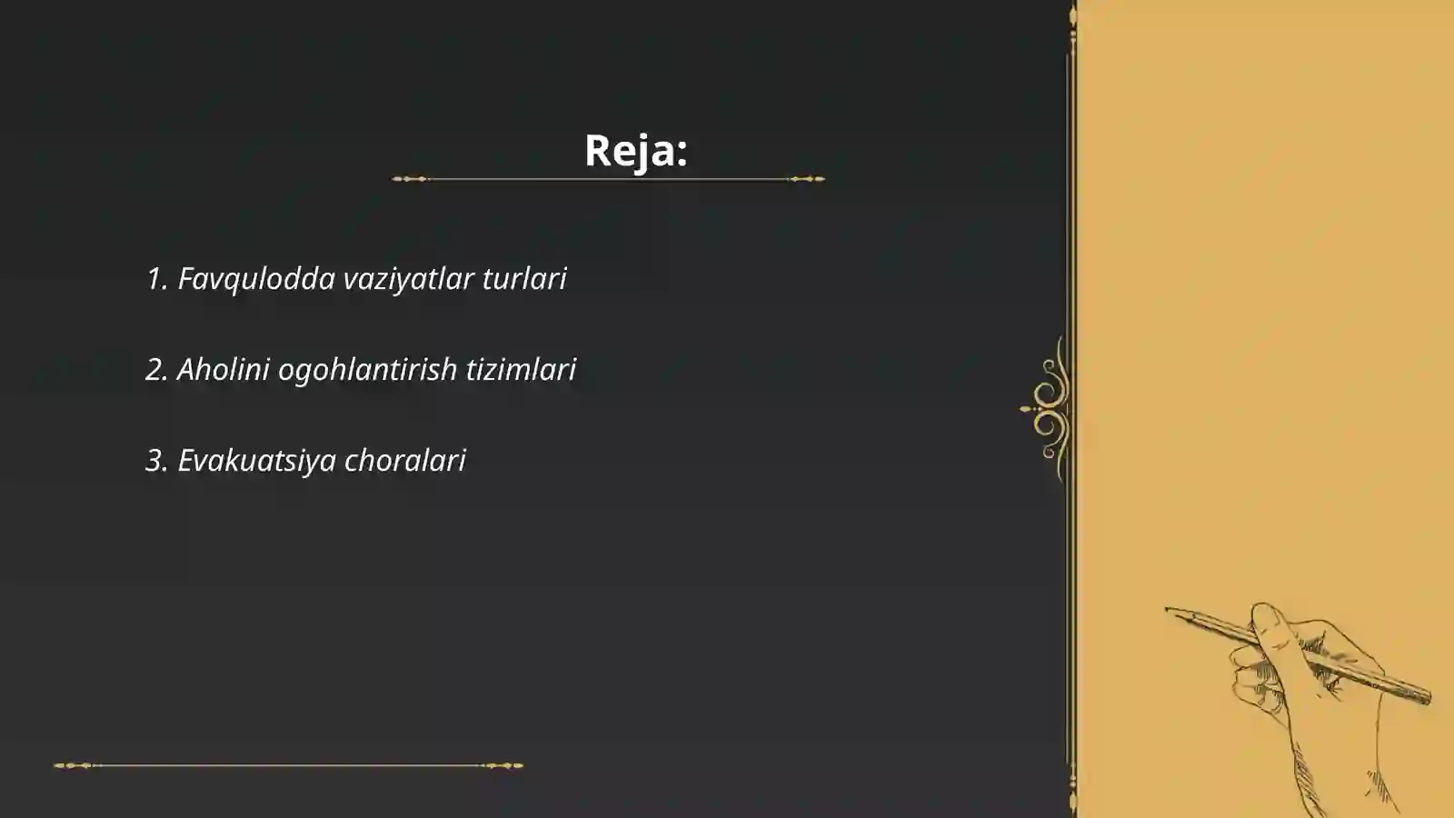 Aholi va hududlarni favqulodda vaziyatlardan muhofaza qilish tadbirlarini o'tkazish 2