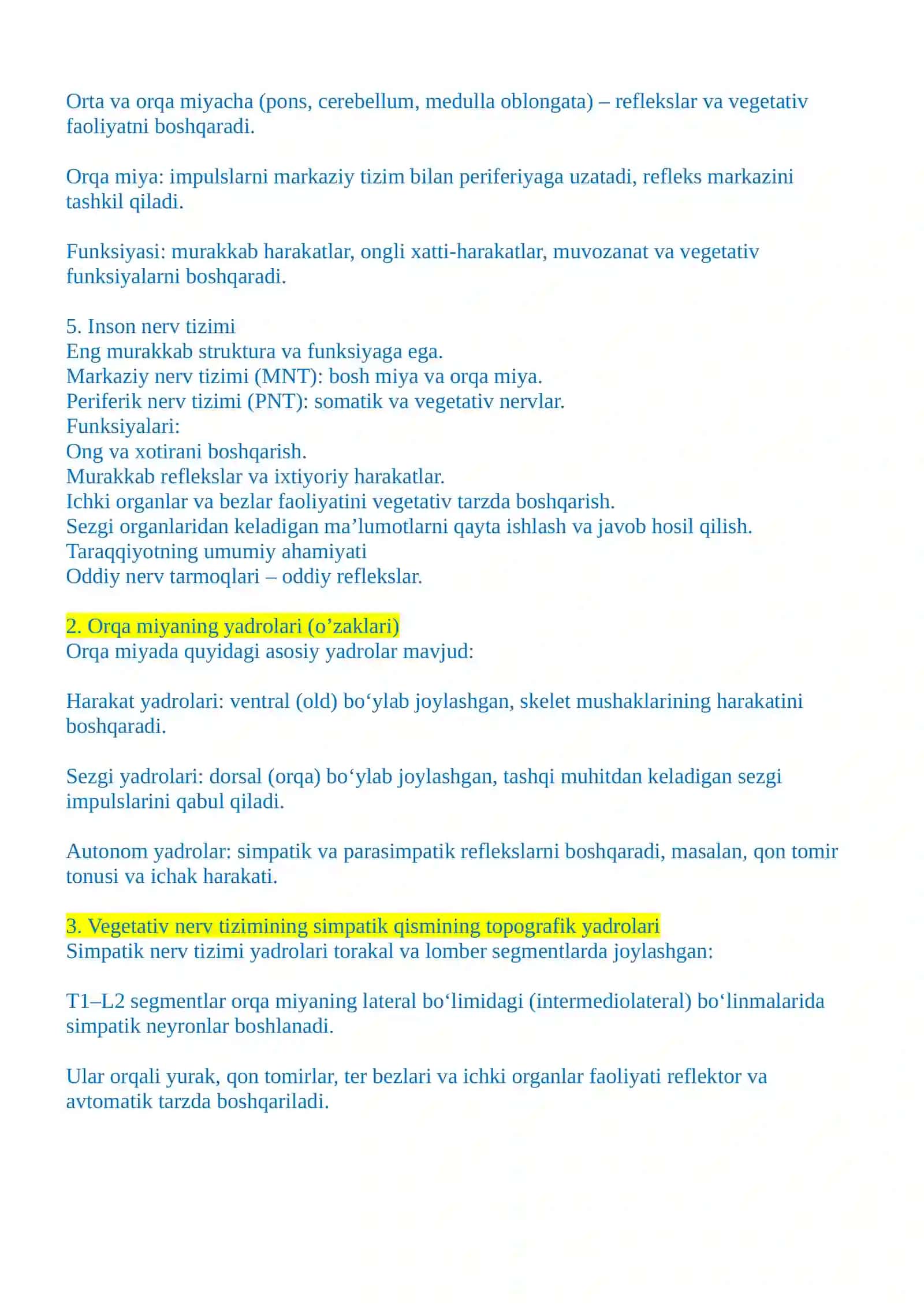 Nerv tizimining taraqqiyoti 2