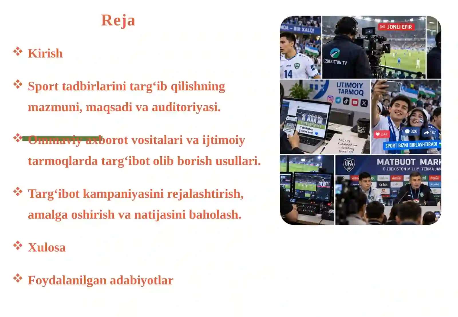 Sport tadbirlarini ommaviy axborot vositalari va ijtimoiy tarmoqlarda targ‘ib qilish 2