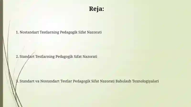 Standard va nostandart test pedagogik kvalimetriya nazorat va baholash texnologiyasi 2