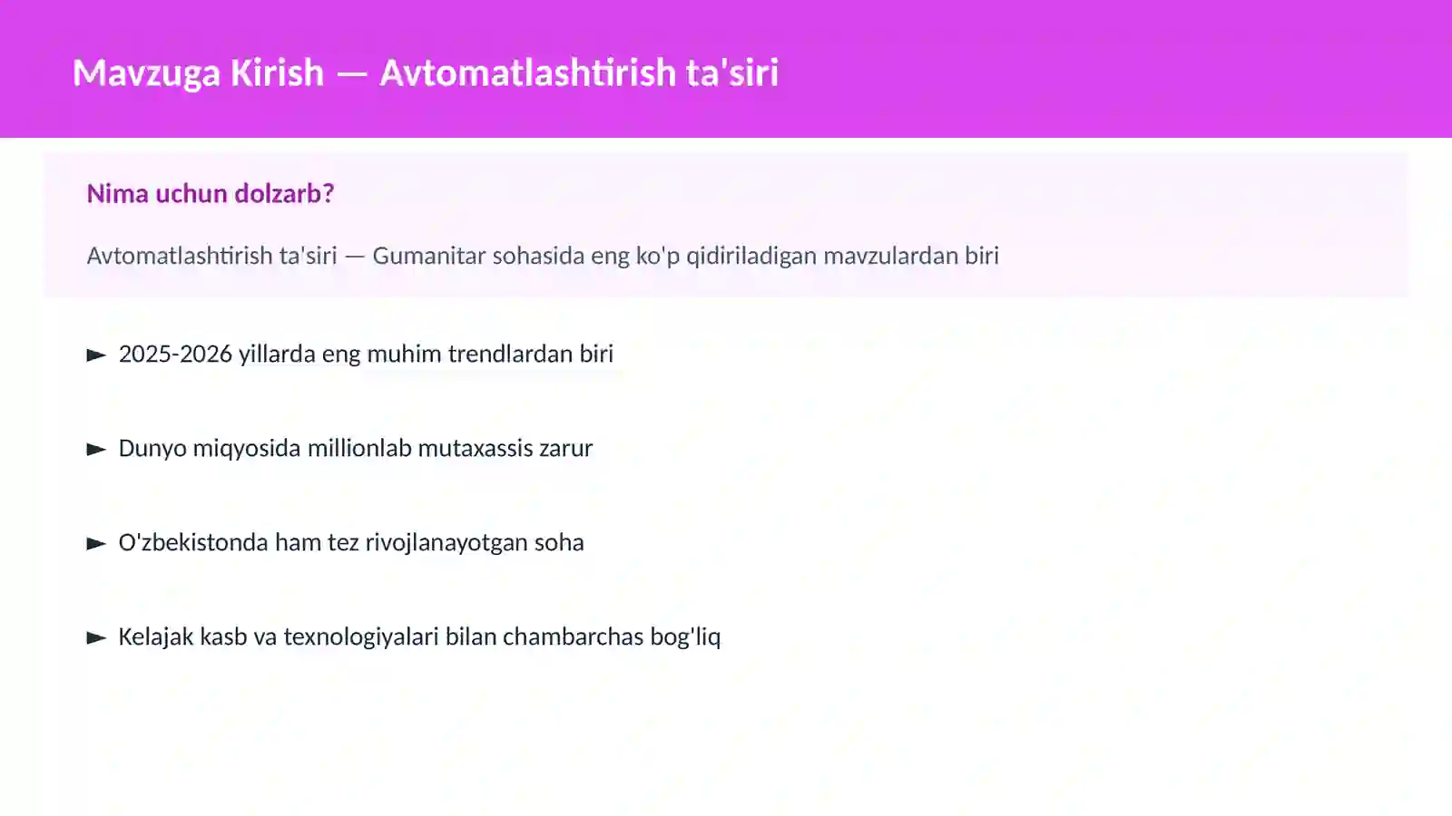 Avtomatlashtirish ta'siri 2