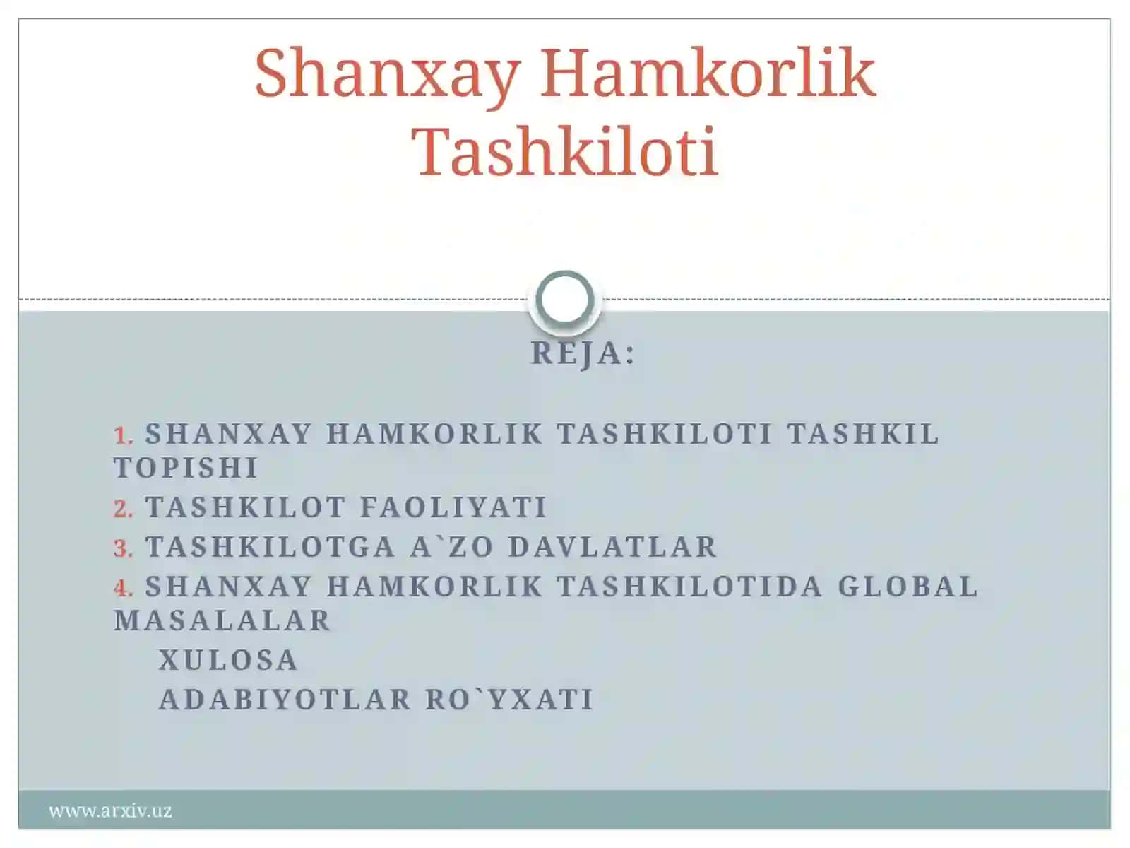 Shanxay hamkorlik tashkiloti 2
