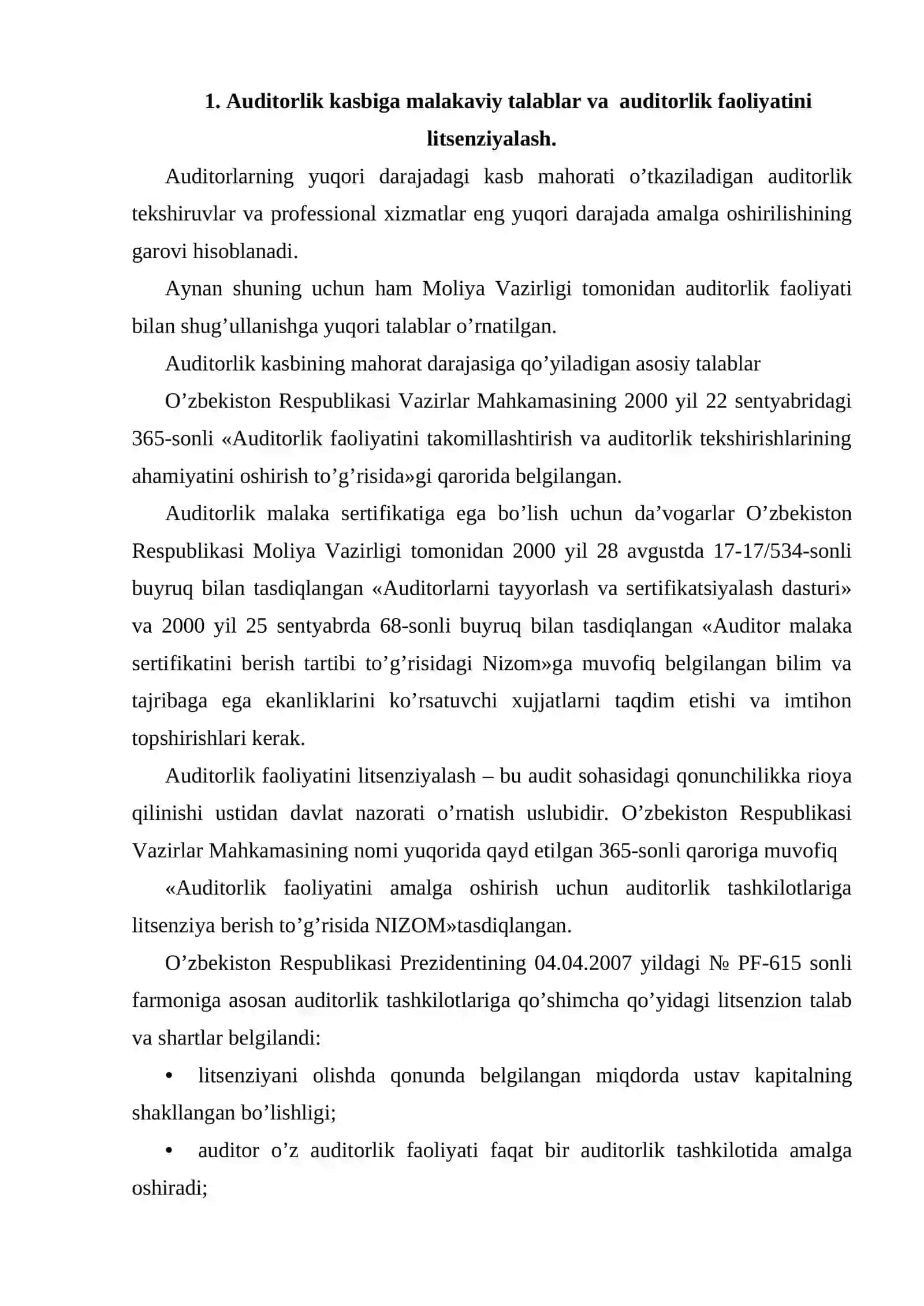 Auditorlik kasbiga malakaviy va axloqiy talablar 2