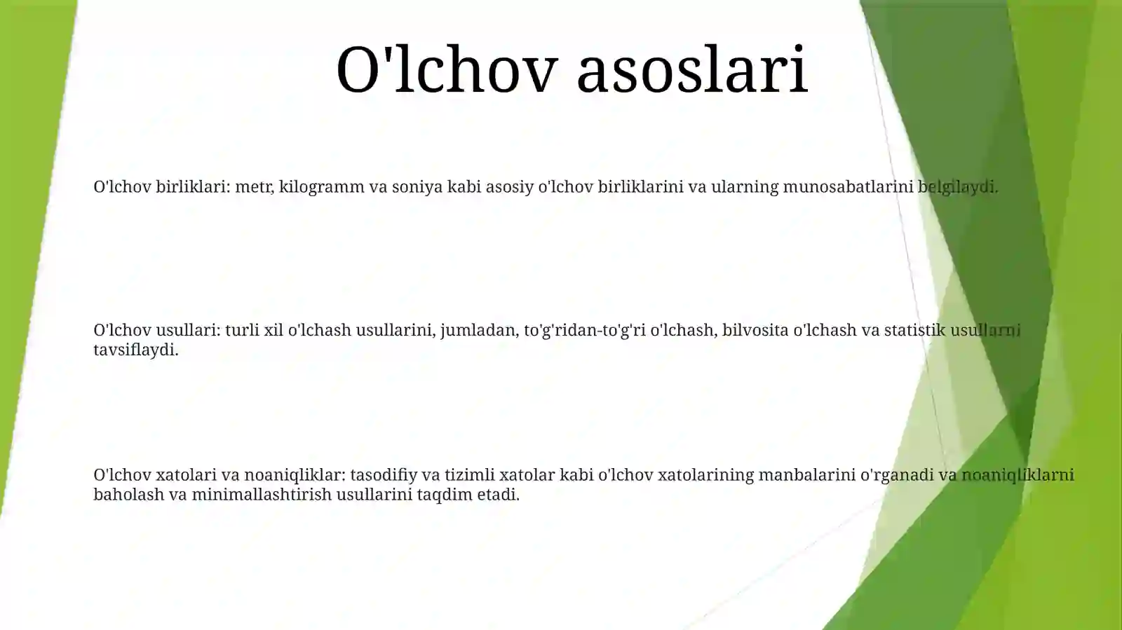 O'Lchash Turlari Va Usullari 2