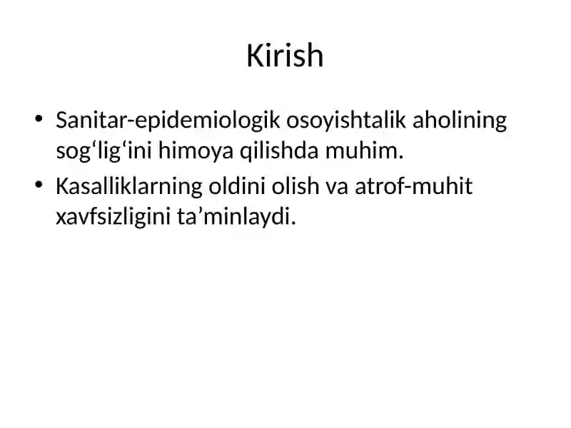 Aholiga sanitariya va epidemiyaga qarshi xizmat ko‘rsatishni tashkil etish 2