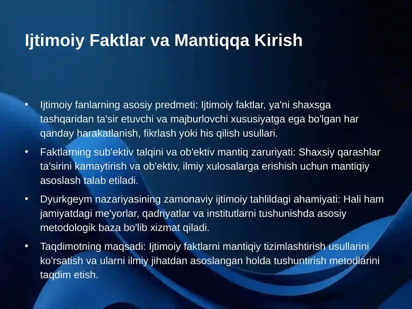 Ijtimoiy Faktlar va Mantiqqa Kirish 2