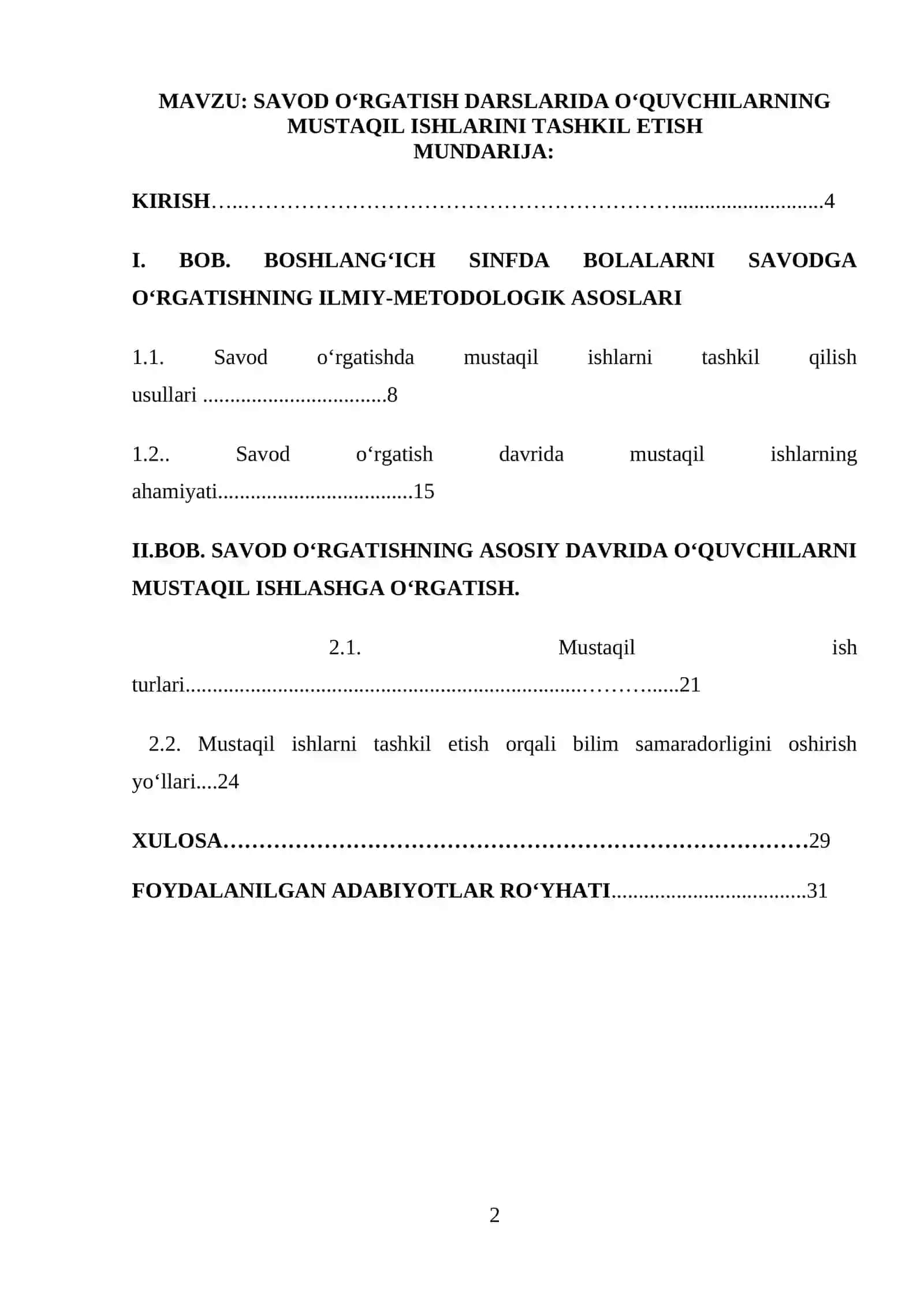 Savod oʻrgatish darslarida oʻquvchilarning mustaqil ishlarini tashkil etish 2