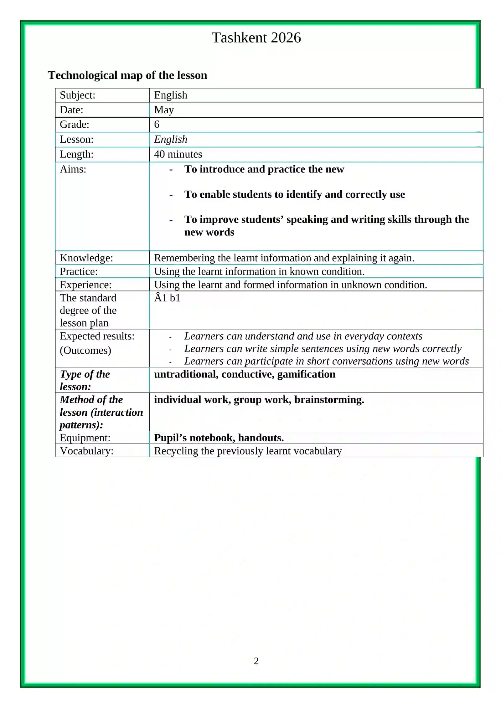 Lesson plan 2