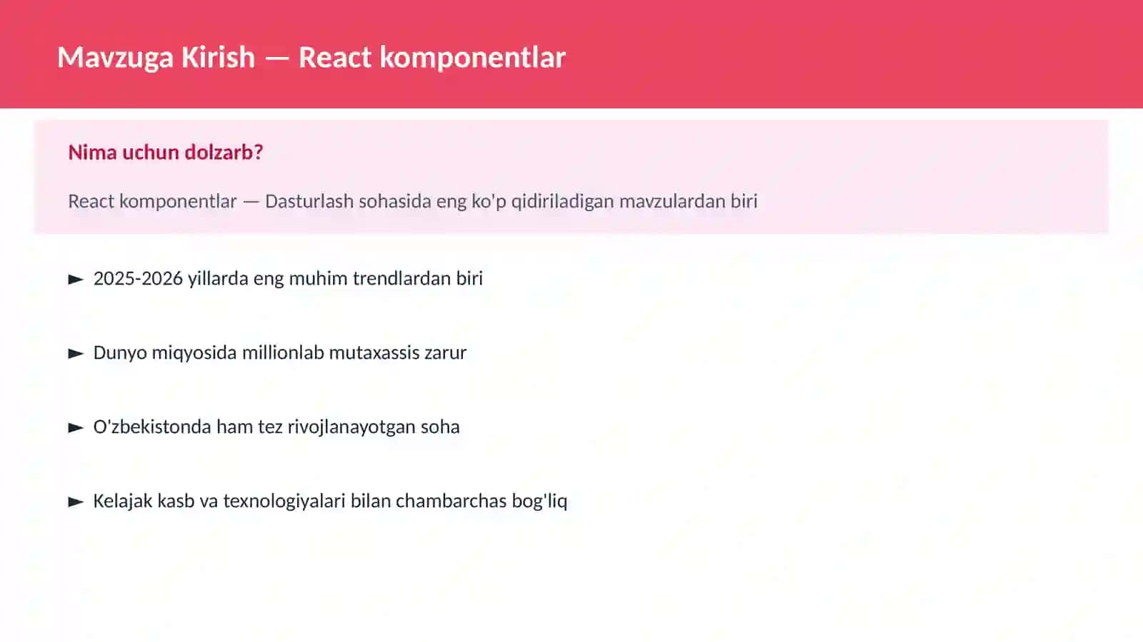 React komponentlar 2