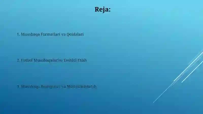 Futbol boʻyicha musobaqalar tashkil qilish 2