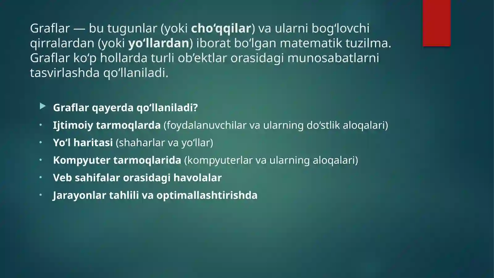 Graflar bilan ishlash algoritmlari 2