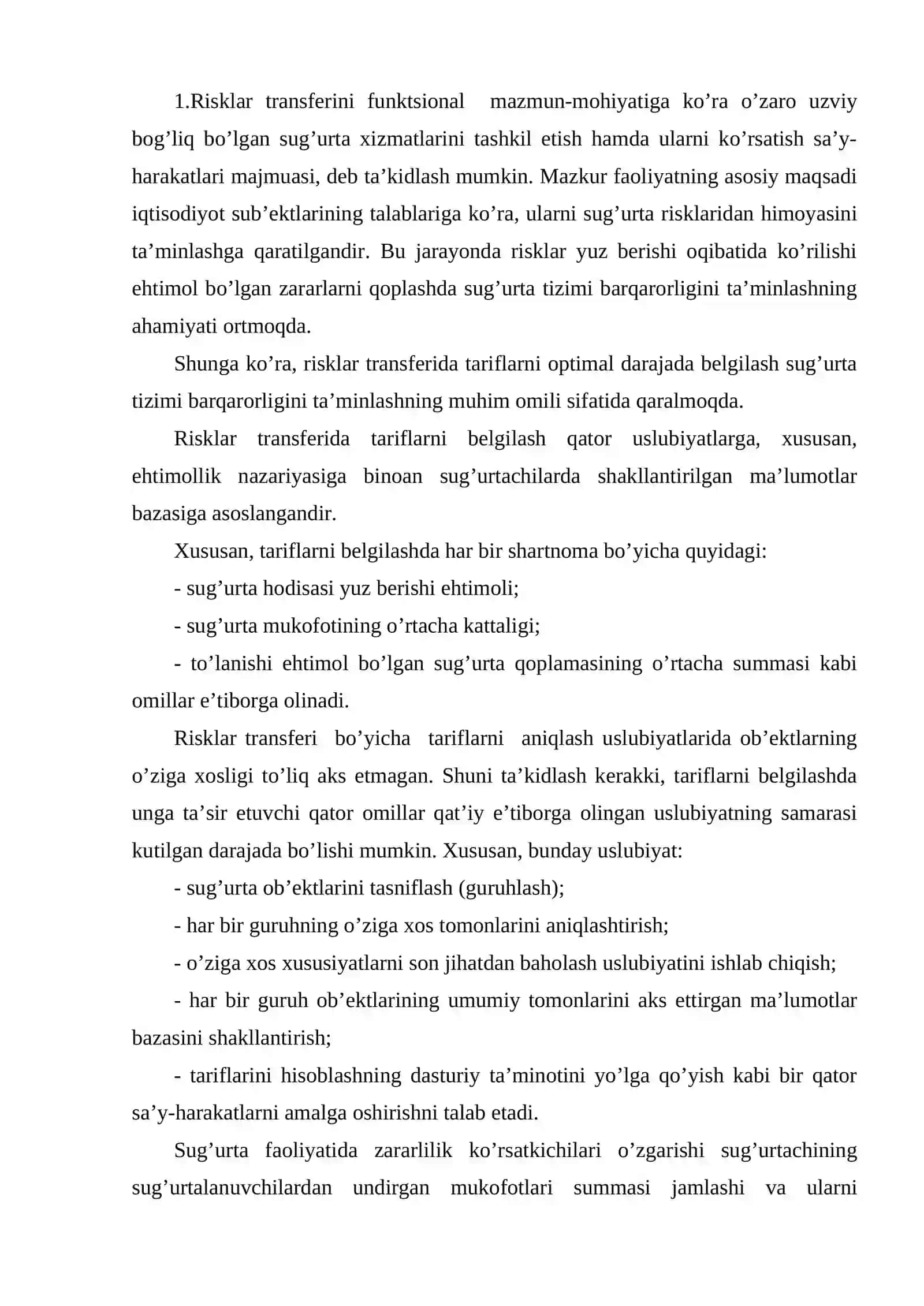 Sug’urtada tarif siyosati 2