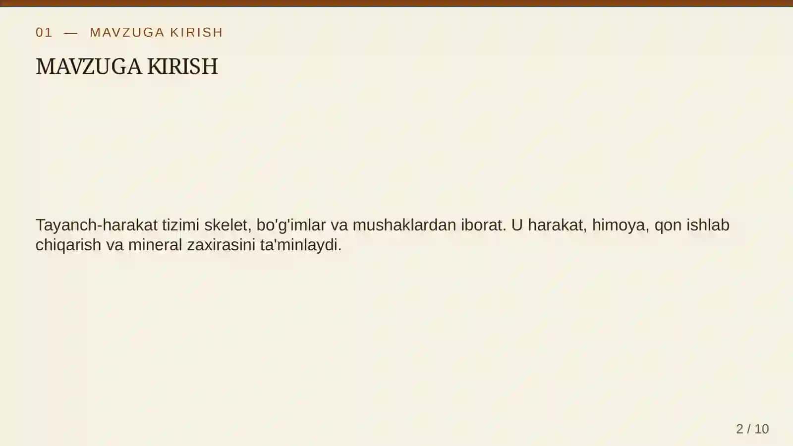 Hayvonlarda harakat va tayanch-harakat tizimi 2